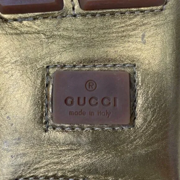 Gucci Women's 2000s Accent Gold Leather Loafers Sz 8.5 - Picture 8 of 14